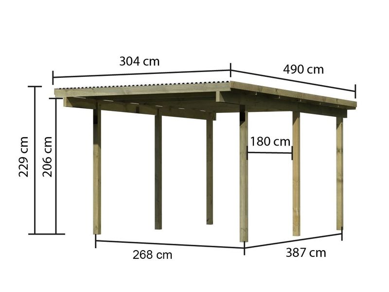 Dřevěný přístřešek (carport) Karibu ECO 1 A 