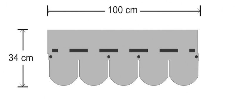 Šablona asfaltového šindele ER Traditional s rozměry