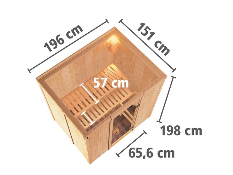 Konstrukce domácí finské sauny Karibu Bodin s rozměry stěn