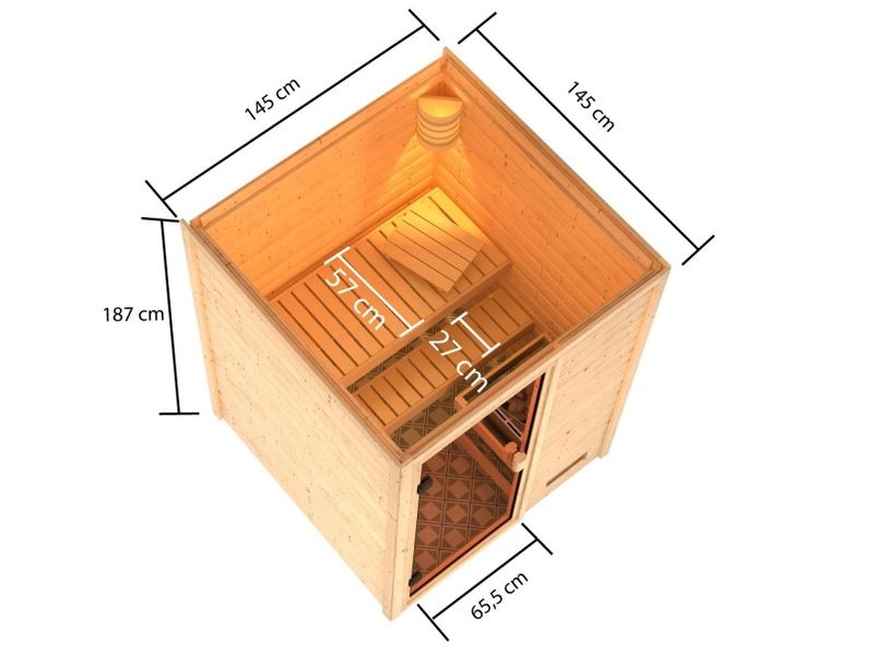 Finská sauna do bytu Karibu Sandra s rozměry stěn