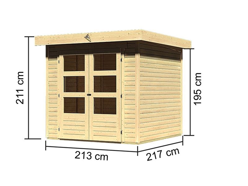Dřevěný zahradní domek Karibu Askola 2 s rozměry stěn