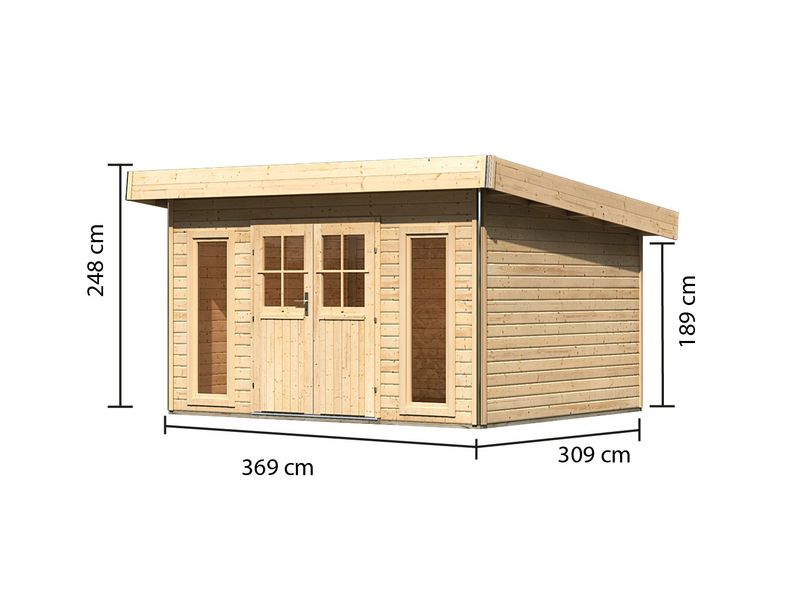 Dřevěný zahradní domek Karbu Tecklenburg 1 natur s rozměry stěn
