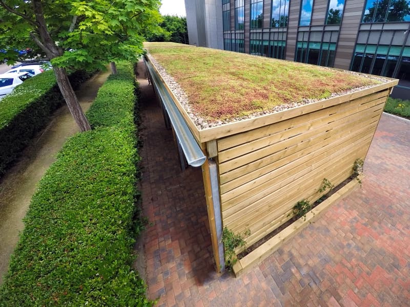 Extenzivní zelená střecha na přístřešku