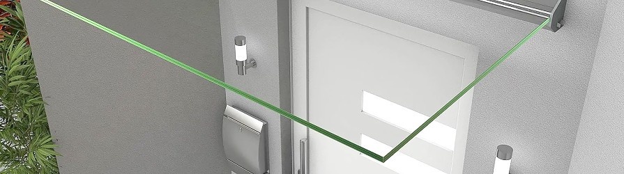 Designová prosklená vchodová stříšky nad dveřmi