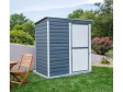 Plechový zahradní domek Spacemaker 64 tmavě šedá na zahradě
