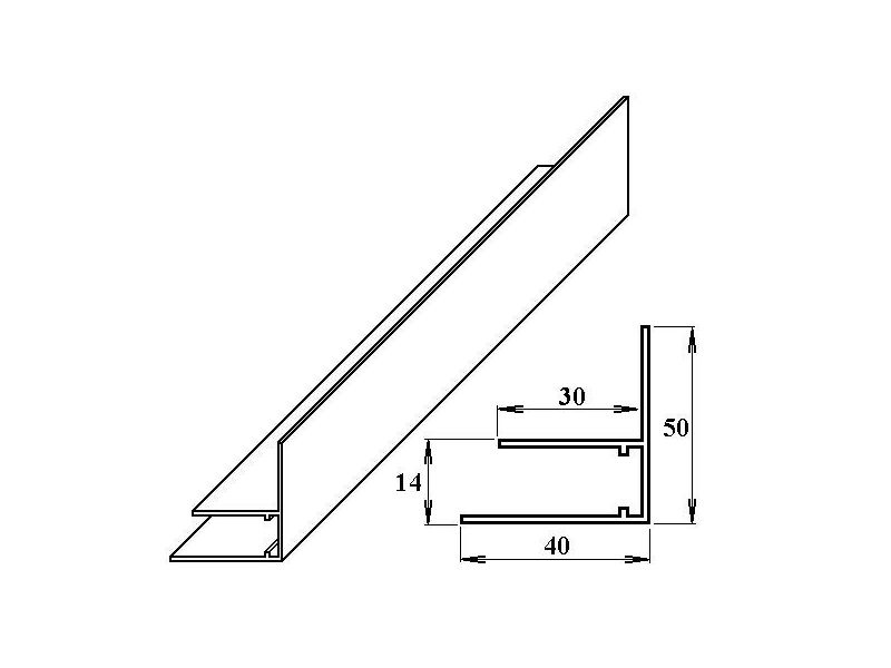 GEOMAT AL okrajový F-profil pro polykarbonát tl. 16 mm, délka 6 m