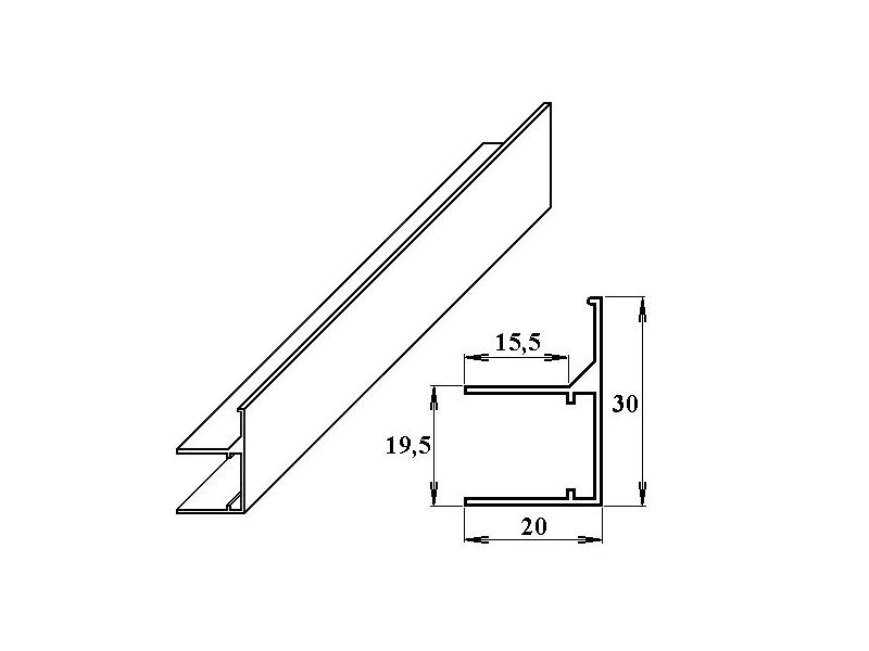 GEOMAT AL ukončovací/okrajový U/F-profil pro polykarbonát 16 mm, délka 2,1 m