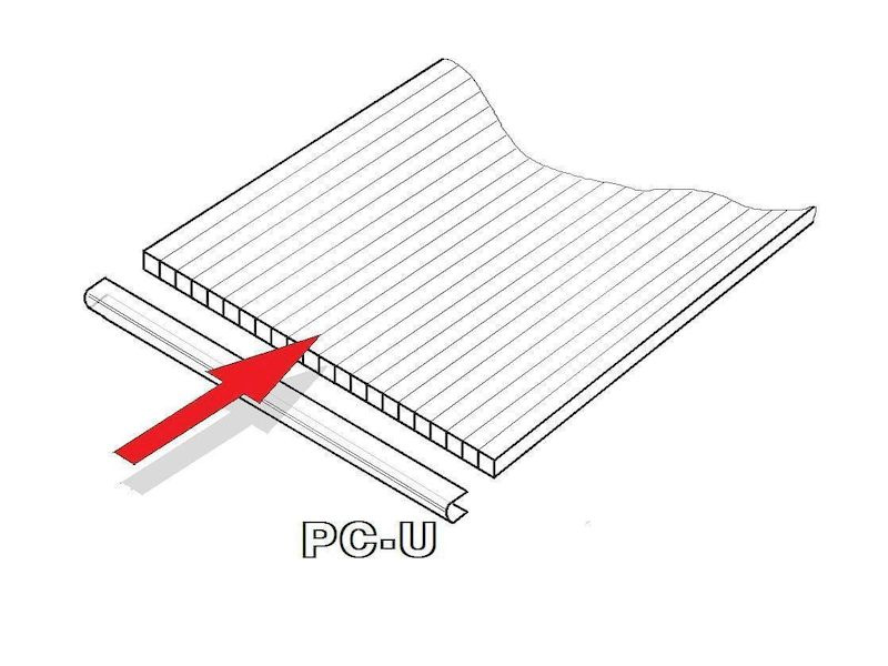 GEOMAT PC U-profil pro obloukový skleník síla 8 mm, délka 2,10 m