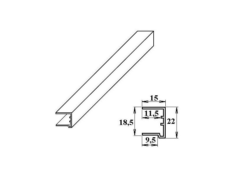 GEOMAT PVC ukončovací U-profil (bílý) 16 mm, délka 2,10 m